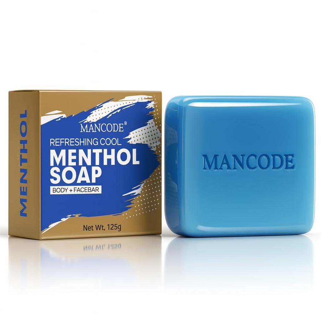 Mancode Освежающее Прохладное Мыло с Ментолом для Мужчин -125 г | с Ледяным Ментолом | Антибактериальное | Освежающее | Удаление Грязи | Натуральные Аюрведические Травы
