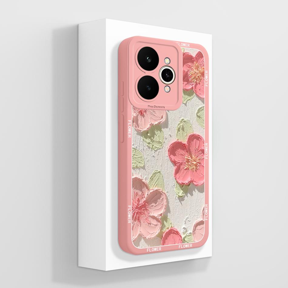 For Realme 15 Pro 5G Phone Case Pretty Flowers Patterns Soft Liquid Silicone Full Coverage Cover For Realme15 Shockproof Bumper