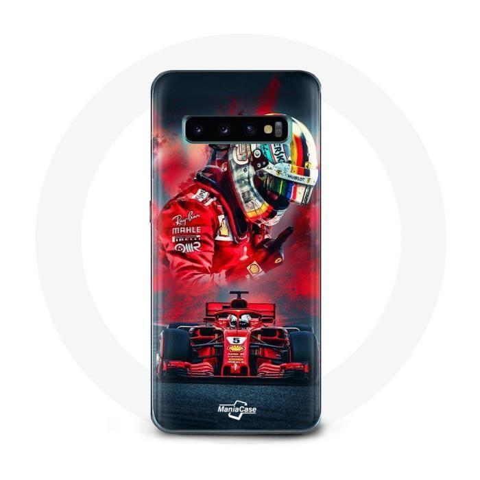 Coque pour Samsung Galaxy S10 edge Formule 1 Sebastian Vettel Pilote F1 Rouge