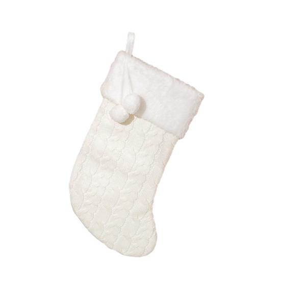 Рождественские чулки 17 дюймов Большие Вязаные Каминные Подвесные Чулки с Белой Манжетой из Искусственного Меха для Украшения Рождественской Вечеринки