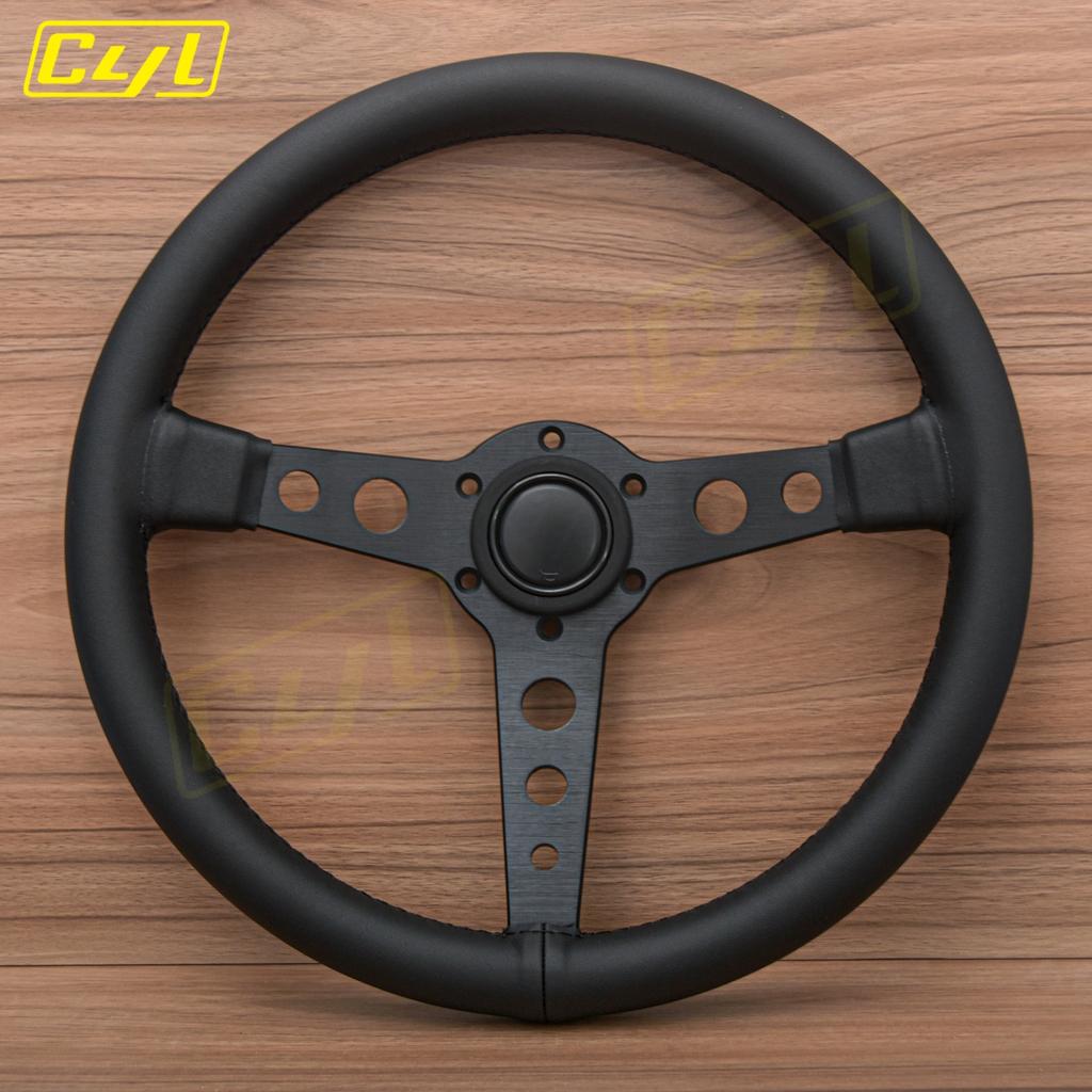 JDM Prototipo Style Black Edition Steering Wheel 14inch Leather Modified Sports Steering Wheel Car Accessories