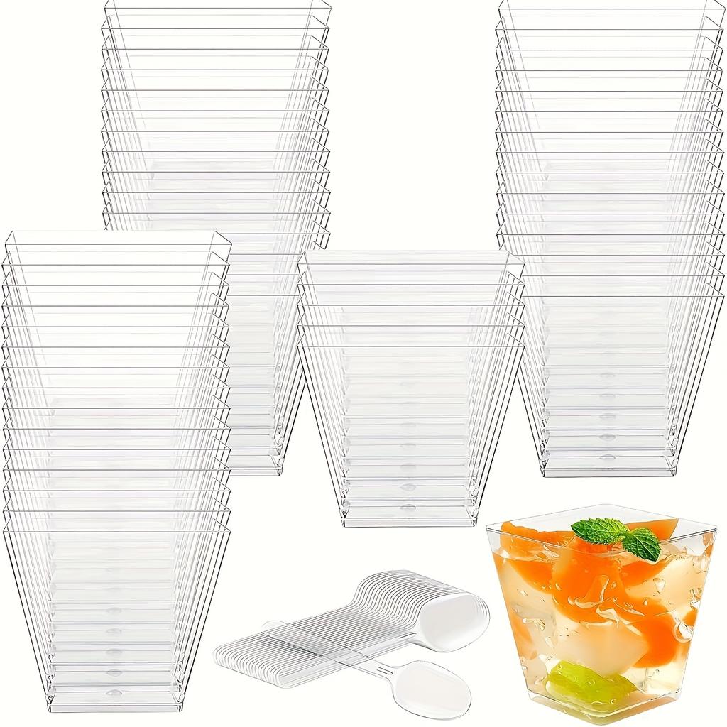 50 шт. формочек для мусса: Десертная ложка и чашка, подходят для дней рождения, свадеб и праздничных вечеринок - мыть только вручную