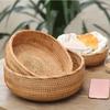 1pc/3pcs Rattan Fruit Basket Circular Woven Decorative Serving Basket Steamed Bun Basket Home Desktop Storage Box