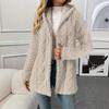 Женская модная однотонная плюшевая куртка с длинными рукавами, свободного кроя, с капюшоном, на молнии