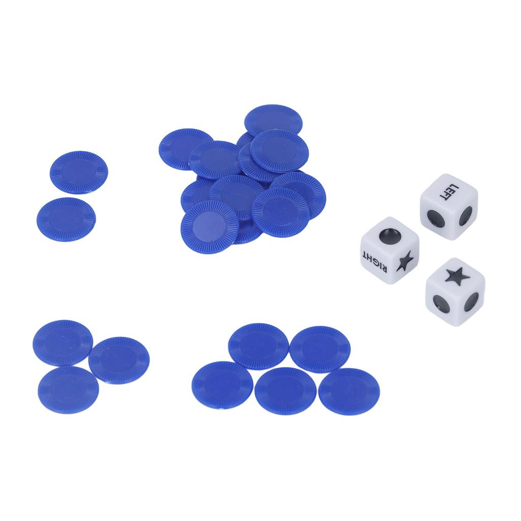 Left Right Dice Game Clear Signs Sturdy Acrylic 3 Dices 24 Chips Set for Friends Party