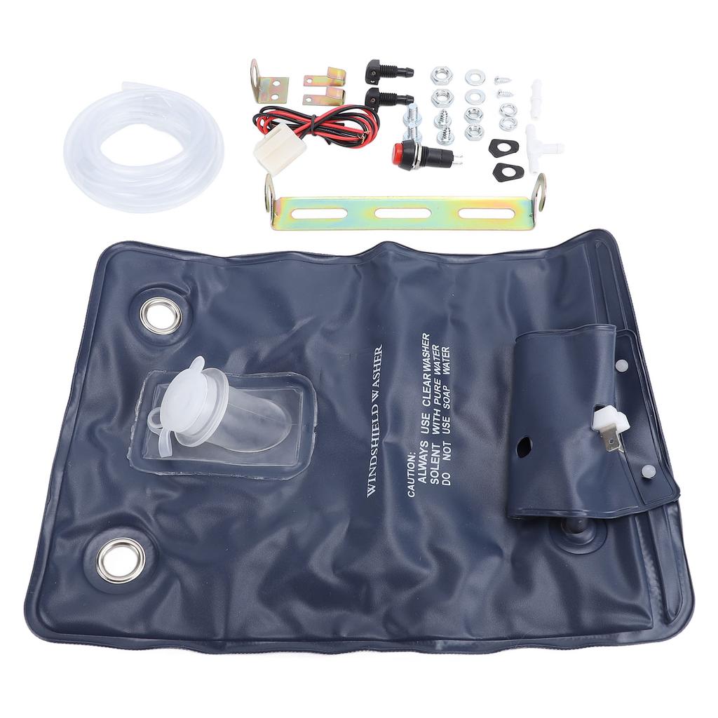 12V Universal Windshield Washer Pump Bag Kit 1L Efficient Cleaning Jet Button Switch 151286776374 for Classic Cars
