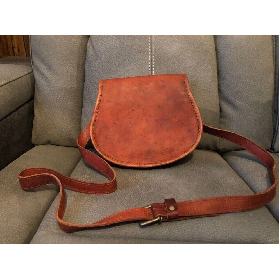 Женская сумка из козьей кожи, сумка через плечо ручной работы, коричневая сумка через плечо