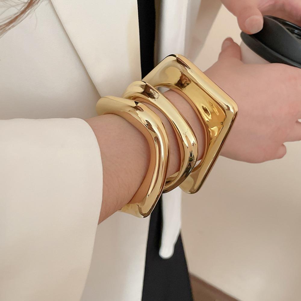 Gold Silver Cuff Bangles ABS Acrylic Exaggerated Bracelet Temperament Wide Open Bangle  Girls