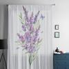 Акварельные цветы лаванды, прозрачные шторы для гостиной, спальни, кухни, тюлевые занавески, декоративные прозрачные панели для дома