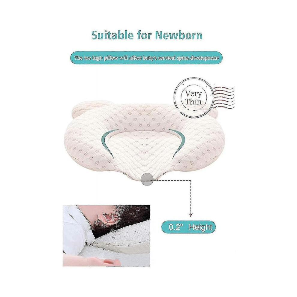 Muitar Soft Baby Nursery Pillows Unisex Newborns Head Shaping Infant Support Sleeping Head Sleep Pillows with Bear Ears
