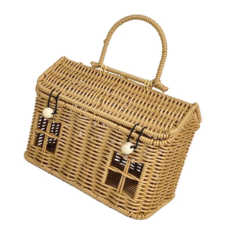 652F Creative House Designs Portable Rattan Organizers Bin Retro Decors Storage