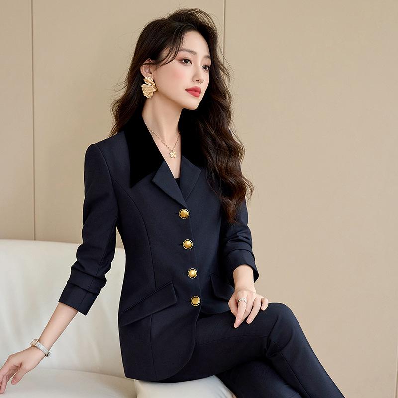 Комплект женского профессионального брючного костюма высокого класса - Осень 2024 Формальная рабочая одежда для изысканного образа