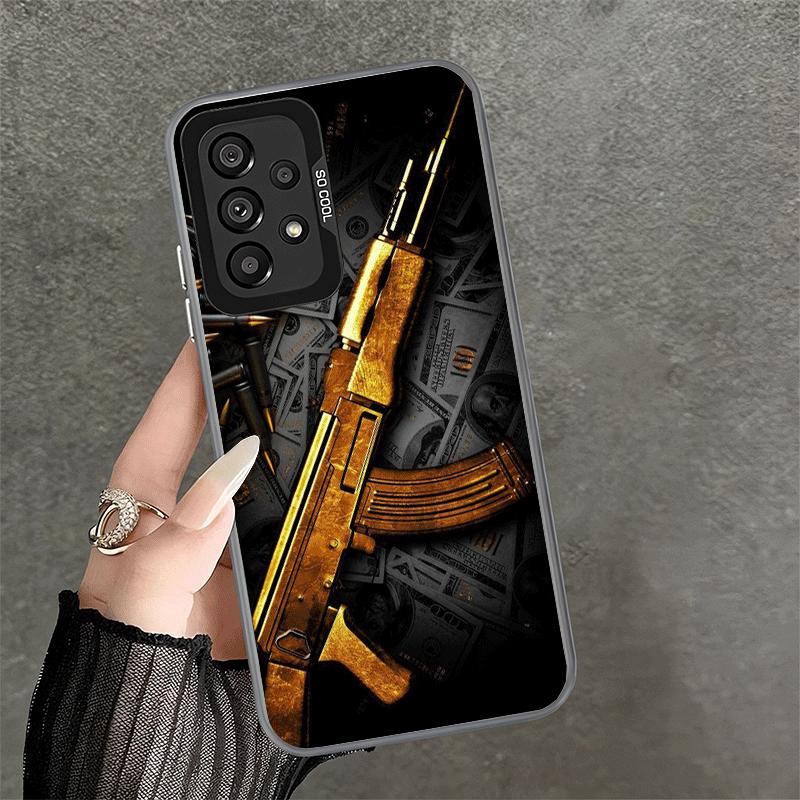 Золотые пули пистолета АК-47 Мягкий чехол для телефона Samsung A17 A16 A15 A14 A13 A57 A56 A55 A54 A53 A37 A36 A35 A34 A33 A26 A25 A2