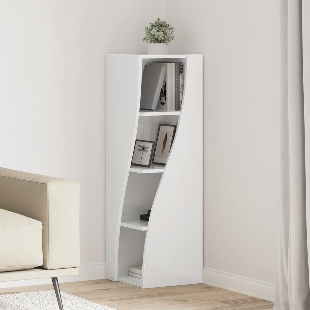 Corner Cabinet High Gloss White 32 x 32 x 102 cm Particleboard