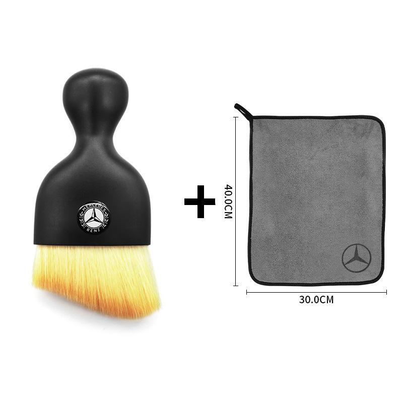 CSD1 For Mercedes Benz Amg A C E GLC GLA GLE W205 W212 X253 W213 Car Logo Dusting Detailing Brush Cleaning Towel Clean Tool Accessory