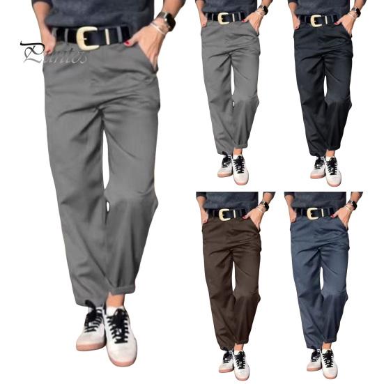 Женские повседневные брюки с высокой талией, однотонные свободные брюки с карманами, универсальный стиль, костюмные брюки