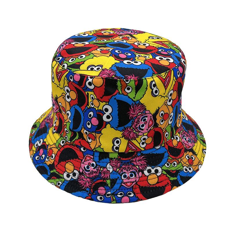Cartoon basin hat INS sunscreen sun hat fashion Korean version cute versatile student basin hat women's sesame street bucket hat