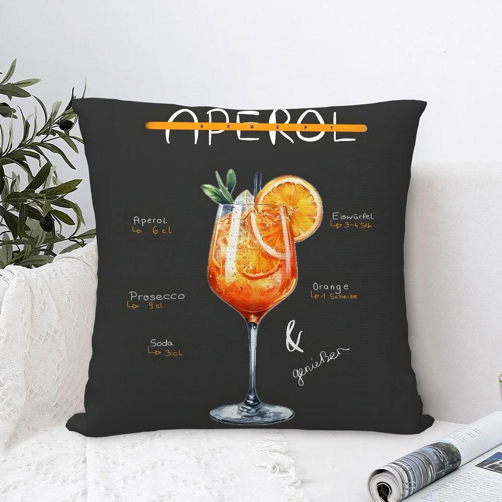 Home Decor Aperol Spritz Themed Decorative Pillow Covers Pattern Cushion Cover Suitable For Sofa Bedroom Car Pillow Cover