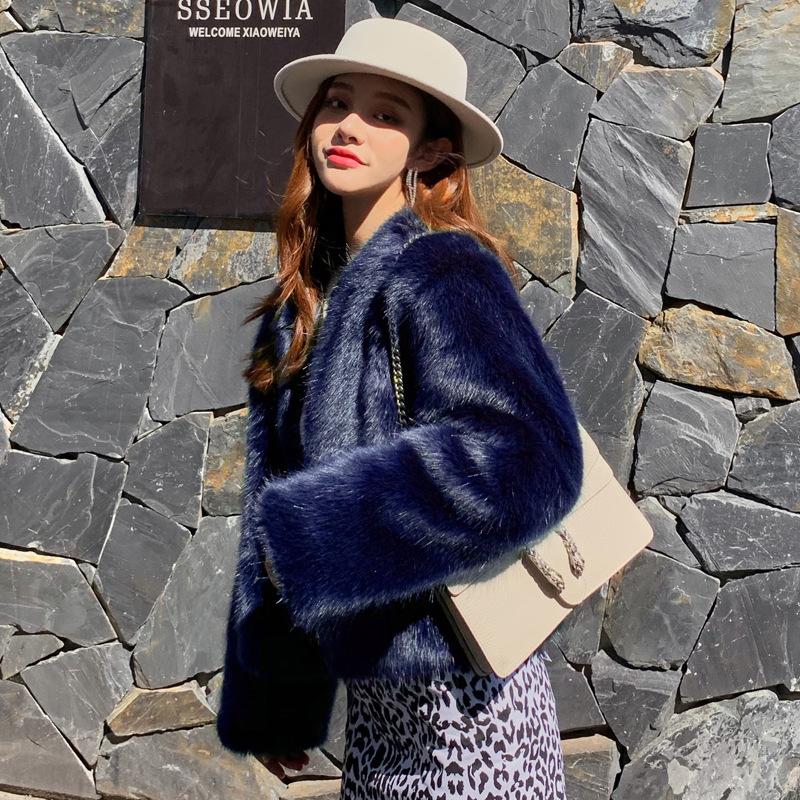 Новая плюшевая куртка из искусственного меха, корейская версия, однотонная женская короткая куртка из искусственного меха норки