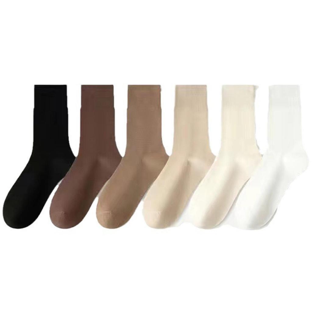 Women Mid Tube Socks Solid Casual Fashion Polyester Crew Socks Soft Elastic Breathable Sweat Absorbing Sports Socks Girls 4 Seasons Universal