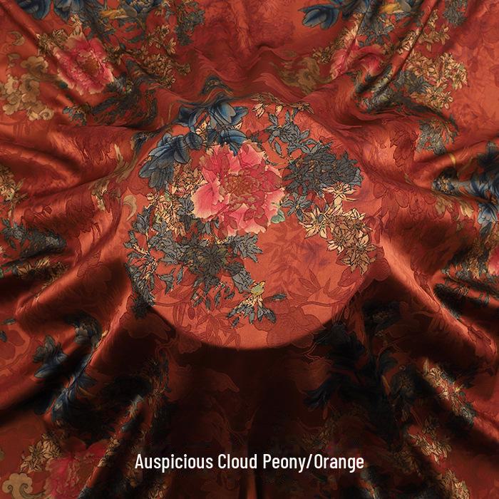 Luxurious Printed Imitation Silk Xiangyun Yarn Cheongsam Dress Fabric, Soft Chinese Tang Suit Fabric