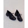 Retro Thick Heel Platform Loafers Women's 2025 Autumn New Lace-up Versatile British Style Black Small Leather Shoes Single Shoes
