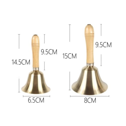 Durable Brass Hand Bell, Hand-Mounted Call Bell, Retro Dinner Bell, Tabletop Bell, Perfect for Restaurants, Raffles, Christmas Events, Festivals, and