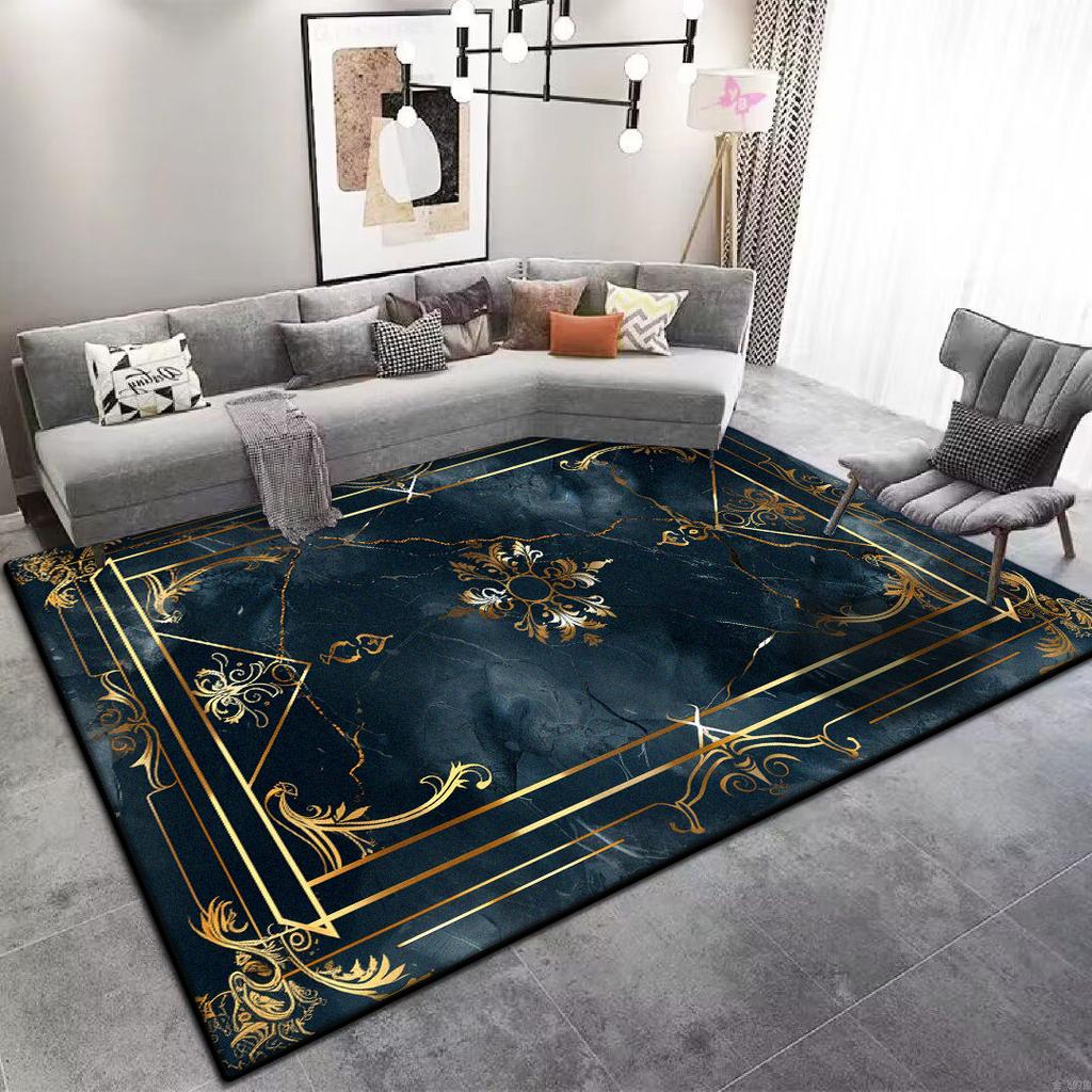 Современный Большой Ковер для Гостиной для Пожилых Синий Противоскользящий Коврик для Кофейных Столиков Настраиваемый Коврик для Гардеробной Офиса Под Диван Мягкий Легко Чистить