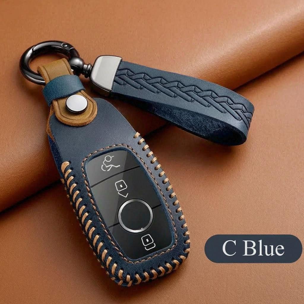 Кожаный чехол для ключа для Mercedes Benz C-Class W205 W204 E-Class W213 W212 S-Class W222 Glc Gle Cla Cls Smart Key Fob Cover 3 кнопки