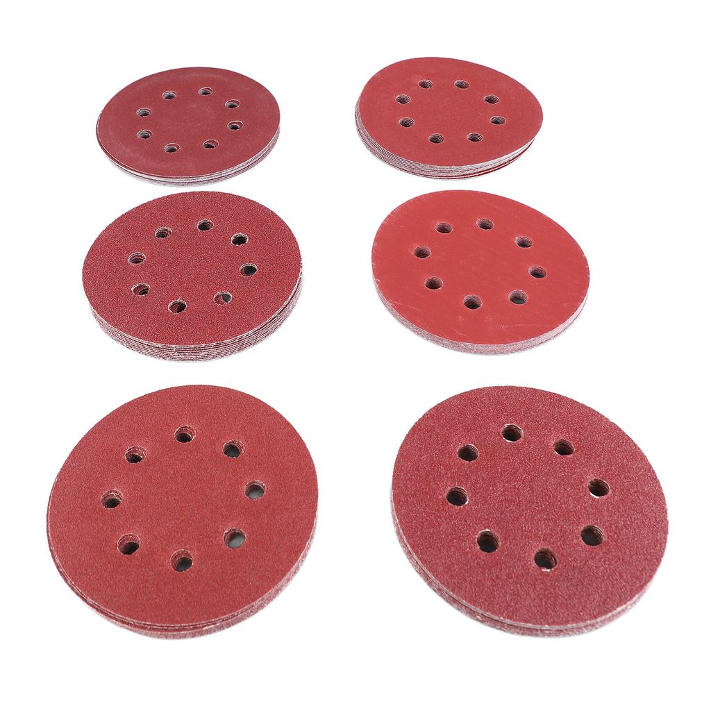 60 шт. Шлифовальный диск 5 дюймов 8 отверстий 6 типов наждачная бумага крепление на липучке круглый шлифовальный лист для