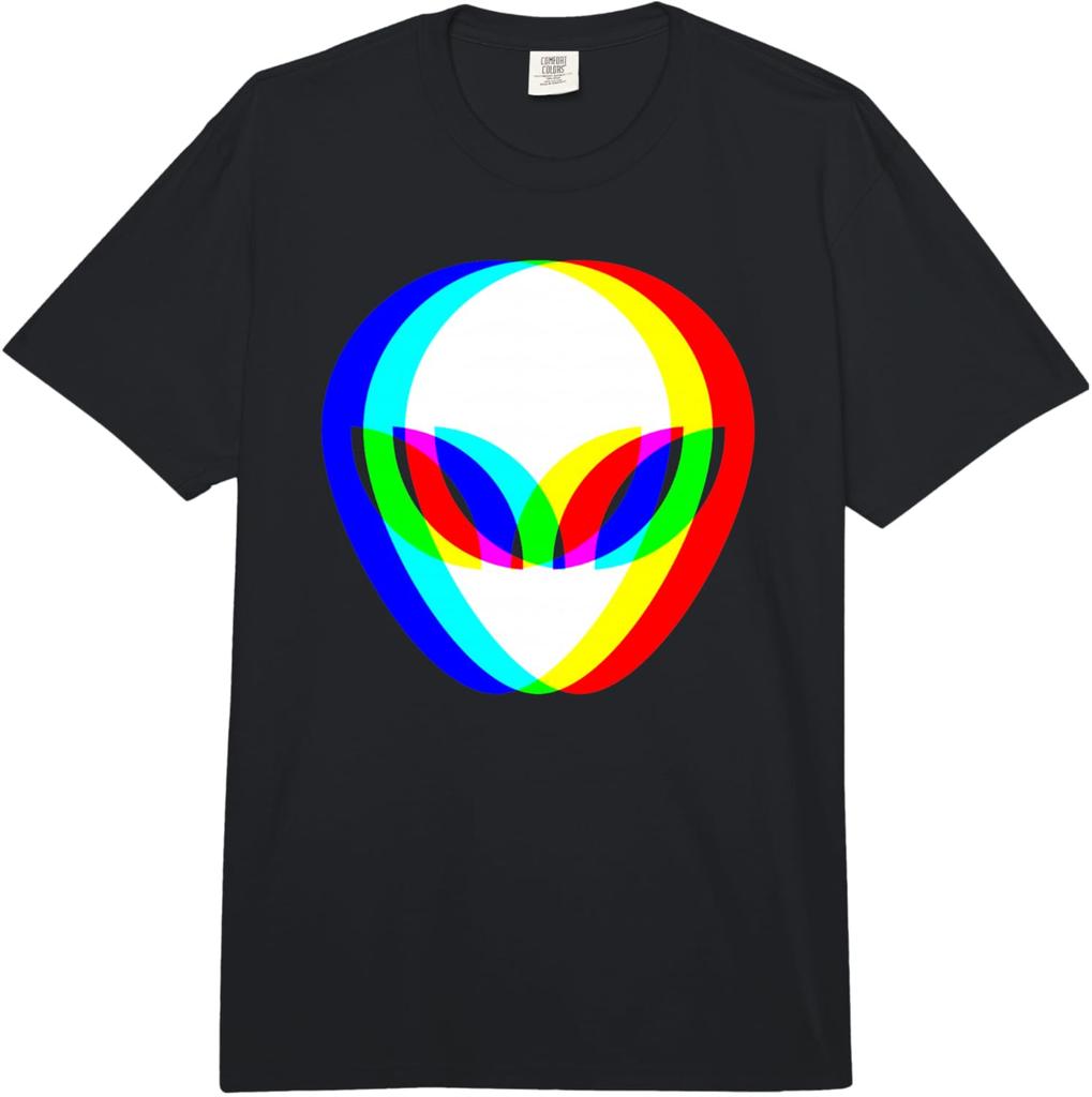 Голова пришельца Триппи Вейпорвейв Техно Рейв EDM Музыкальный фестиваль Comfort Colors Взрослая тяжелая футболка