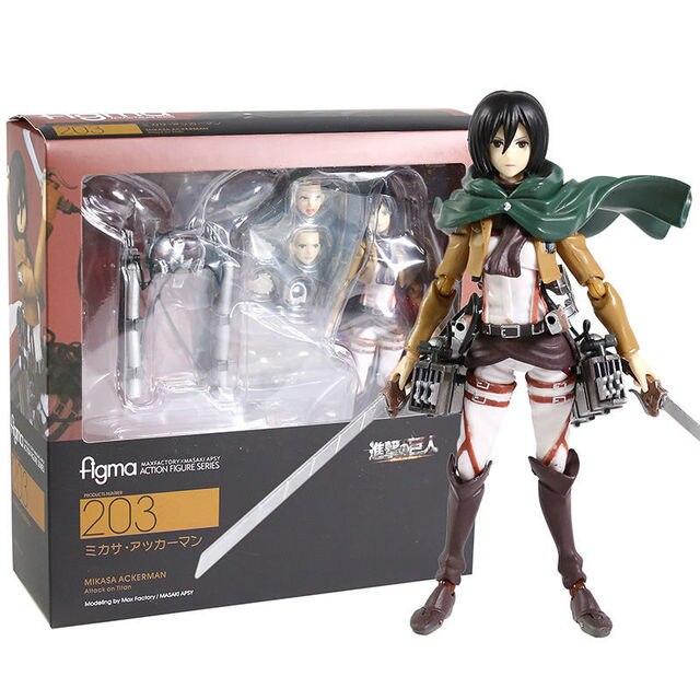 Anime Attack On Titan Figures Levi Mikasa Ackerman Eren 16cm Action Figural Pvc Toys Model Kids Doll Brinquedos Decor Home Figma
