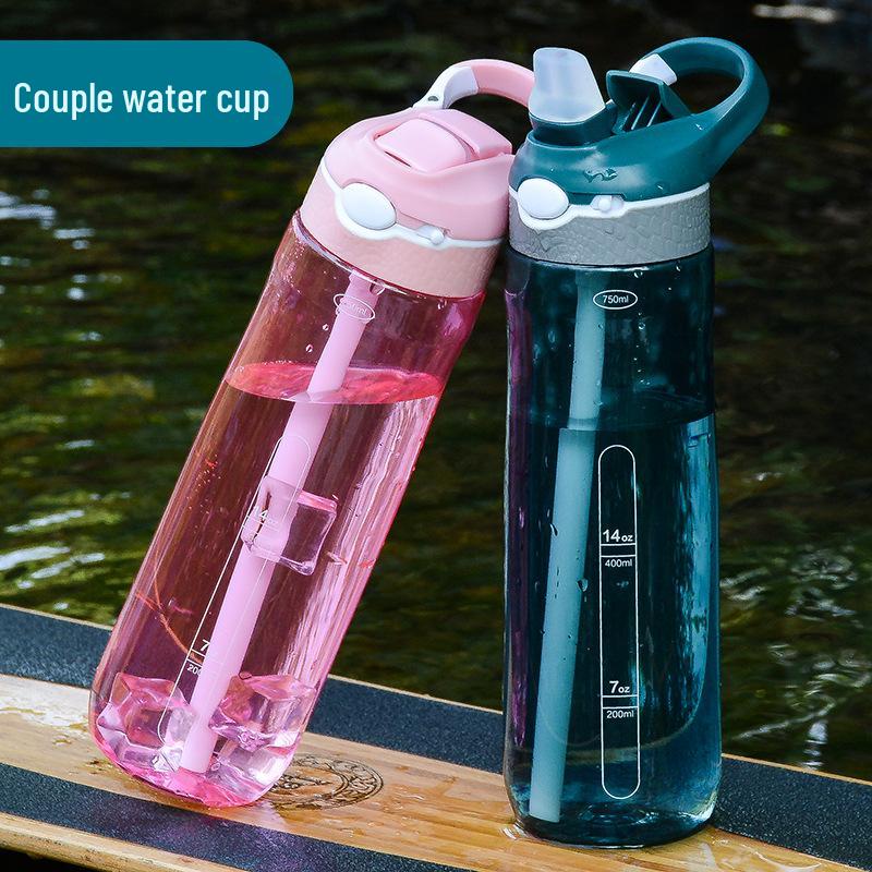 Summer Tritan Straw Sports Water Bottle - Personalized Logo Option