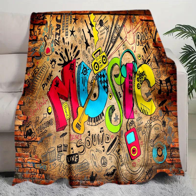 Guitar Print Blanket Soft Comfortable All Seasons Suitable Sofa Office Nap Travel Birthday Gift Christmas Present
