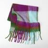 Autumn and Winter New Rainbow Plaid Imitation Cashmere Fringed Scarf Women's Mohair Enlarged Thick Shawl Warm Scarf
