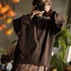Ancient Style Golden Camel Hair Wool Sweater, Round Neck, Long Sleeve - Coffee (Z24131)