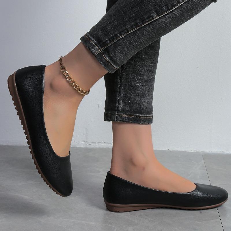 Обувь для женщин 2024 года, новые женские туфли на плоской подошве, классические офисные туфли на плоской подошве, женские туфли с круглым носком и мягкой подошвой, большие размеры, женская обувь