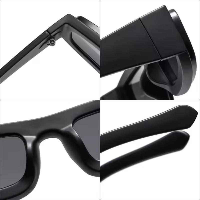 Rectangular Sunglasses Women Men Small Double Circle Frame Sun Glasses Trendy Travel Style Punk Eyewear
