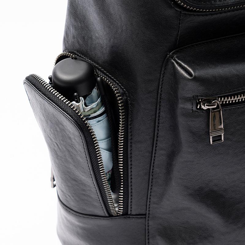 Мужской рюкзак из кожи растительного дубления, однотонный модный рюкзак-раскладушка, большая вместимость, многофункциональная мужская компьютерная сумка