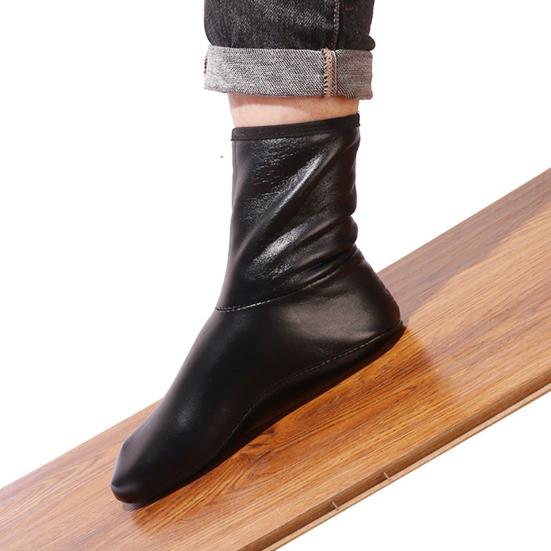 Носки-тапочки из искусственной кожи для мужчин, водонепроницаемые, теплые, для дома, нескользящие, на флисовой подкладке, зимние носки для спальни, игровой комнаты, для ношения на улице