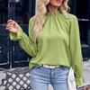 Women's Fashion Casual Spring Fall Solid Color Print Long Sleeve O-Neck Blouses & Shirts