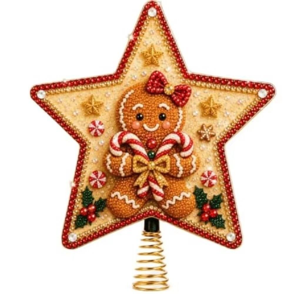 Star Shape Christmas Star Tree Topper Christmas Pearl Diamond Art Topper Christmas Decorating