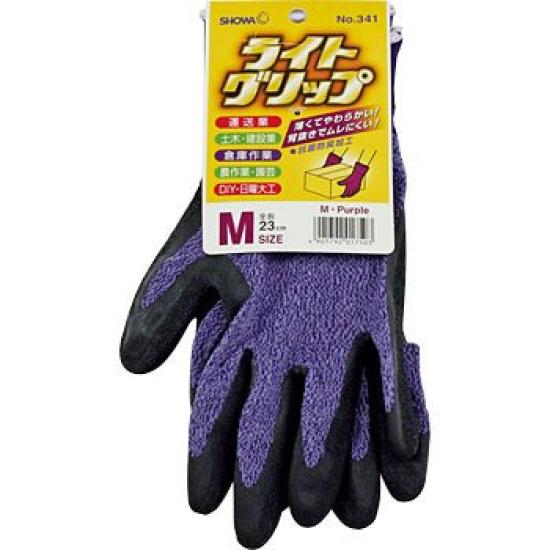 SHOWA Light Grip 341 Gloves No. (Purple, Medium, 10-Pair Set)