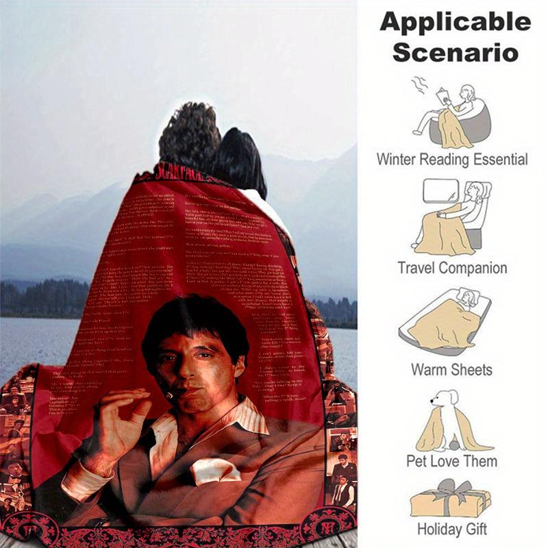 1pc Scarface-Inspired Home Decor, Living Room, Bedroom, or Travel, Perfect as a Gift, this Multi-Use Blanket is Ideal for Couches, Outdoor Activities,