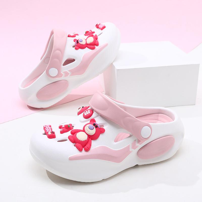 Летние детские сабо для девочек, удобные, дышащие, нескользящие, с мультяшным дизайном, пляжная обувь