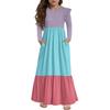 Girls' Tiered Ruffle Dress - Long Sleeve Printed Maxi With Pockets