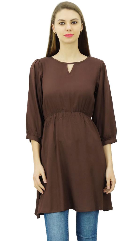 Phagun Women Tunic Top Short Kurti Elastic Waist Indian Ethnic Blouse