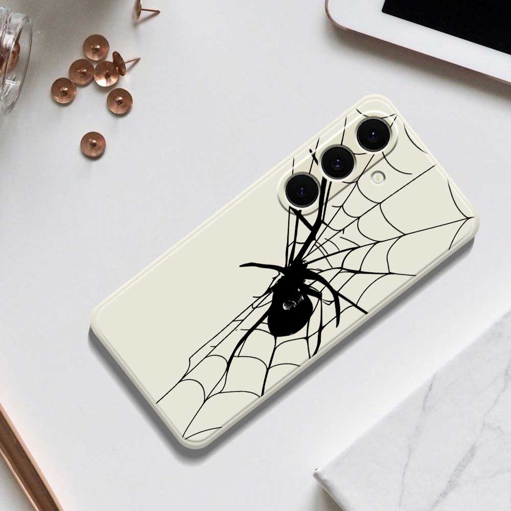 For Samsung Galaxy S25+ Case Spider Pattern Printing Straight Edge TPU Phone Back Cover