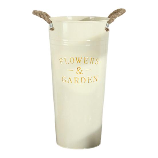 Глубокое ведро-ваза Оцинкованное железное ведро для цветов с веревочными ручками Ретро фермерская ваза для домашней цветочной композиции