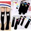 New Children Knee High Socks with Love Five-pointed Star Cotton Four Seasons Long Socks White Black Stockings Slouch Socks